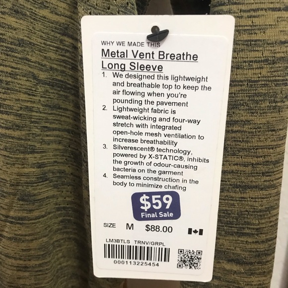 Lululemon breathe long sleeve unworn